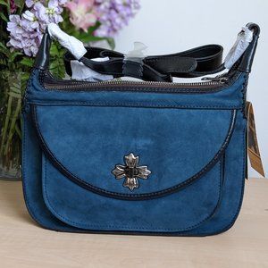 Patricia Nash Camila Nubuck Leather Hobo Bag in Midnight Blue